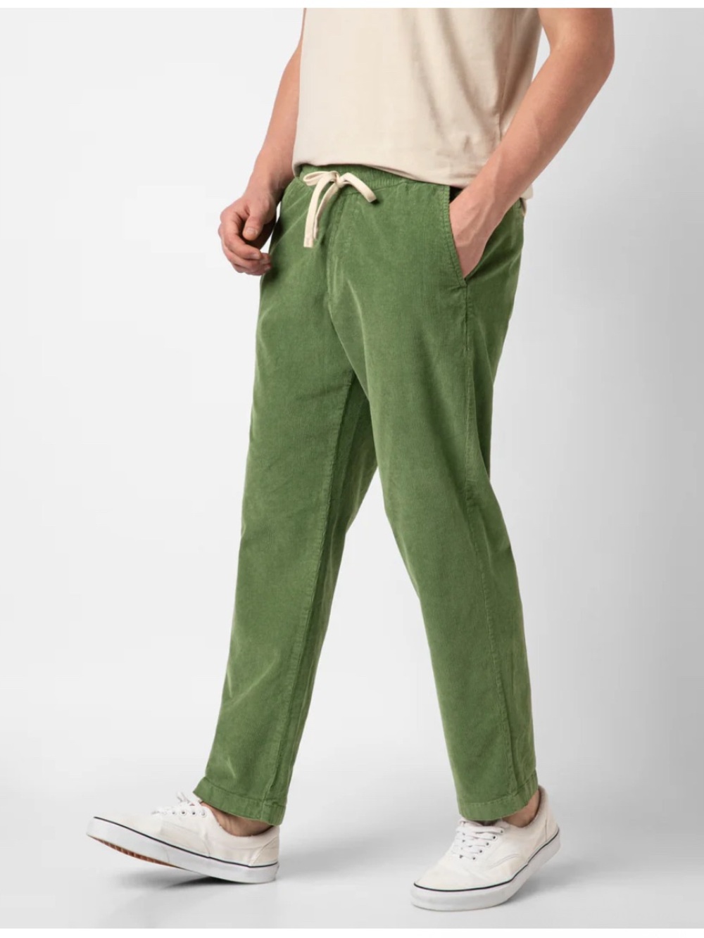 Bearbottom Cactus Green Easy Drawstring Corduroy 5-Pocket Pant- M 30”